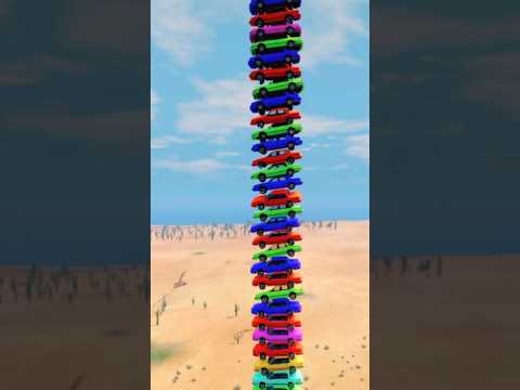 Epic Free Fall Challenge with 100 Cars!  - Beamngdrive | BeamngMars-tk