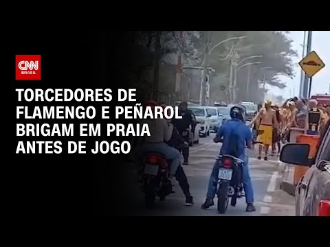 Torcedores de Flamengo e Peñarol brigam em praia antes de jogo | BASTIDORES