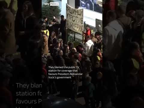 Protesters block Serbian state TV building