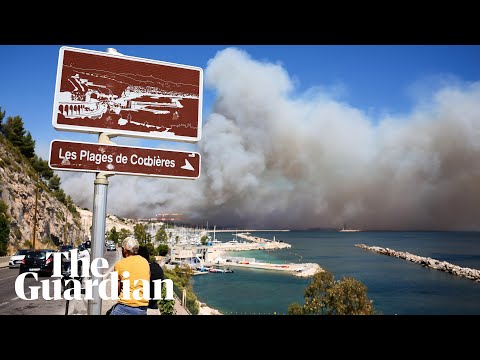 Footage shows wildfire raging on the outskirts of Marseille