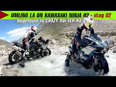 CRAZY water Crossing mai doobi NINJA H2 ! new route to Leh from Manali!!