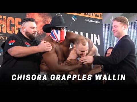 ‘HEADLOCK & GRAPPLED’ Derek Chisora GRABS HOLD OF Otto Wallin at WEIGH IN