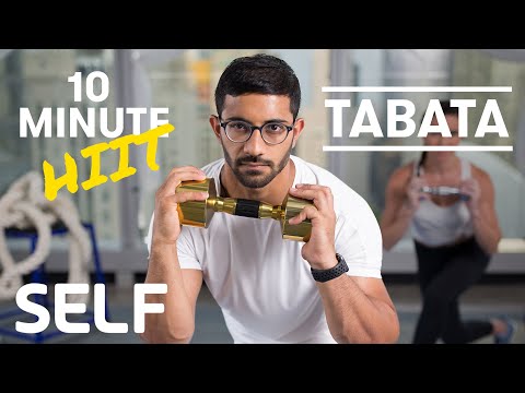 Intense 10 Minute Tabata HIIT Dumbbell Full Body Workout - With Warm-Up & Cool-Down | SELF
