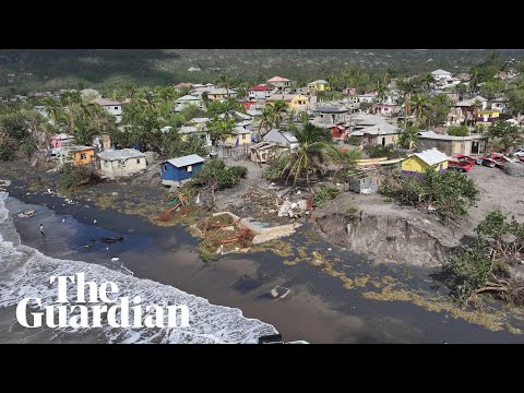 Drone shows damage left by Hurricane Melissa in Jamaican fishing village