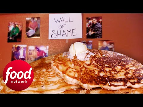 4 Lb Pancake Has To Be Eaten In 1h Or Loser's Name Will Be Forever On The Wall Of Shame | Man V Food