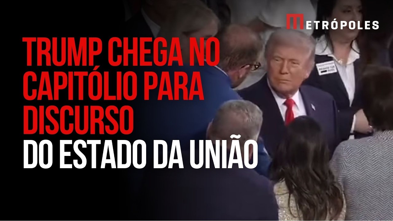 Veja a chegada de Donald Trump para realizar discurso do Estado da União
