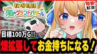 【#牧場物語 Let’s！風のグランドバザール】目標100万G💰畑拡張に挑戦！まったり効率プレイで成長中🌱【ハーネル・グウテン/作業BGM】