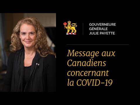 Son Excellence la très honorable Julie Payette, gouverneure générale et commandante en chef du Canada, a diffusé un message vidéo à la population canadienne concernant la pandémie de COVID-19.