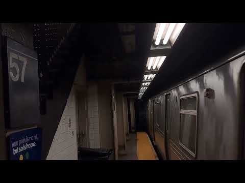 MTA: R46 Q train wrong railing at 57 St-7 Av