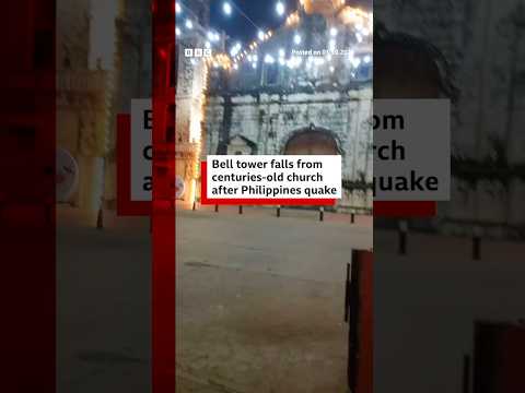 Bell tower falls from centuries-old church after Philippines quake. #Philippines #Quake #BBCNews