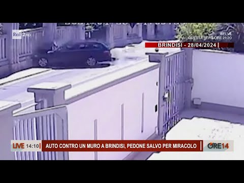 Brindisi, auto contro un muro: pedone salvo per miracolo - Ore 14 del 30/04/2024