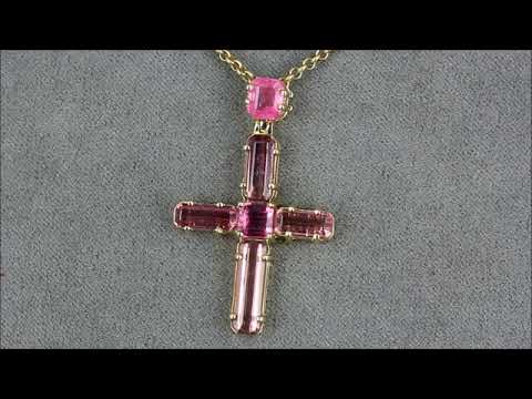 Крест с розовым турмалином