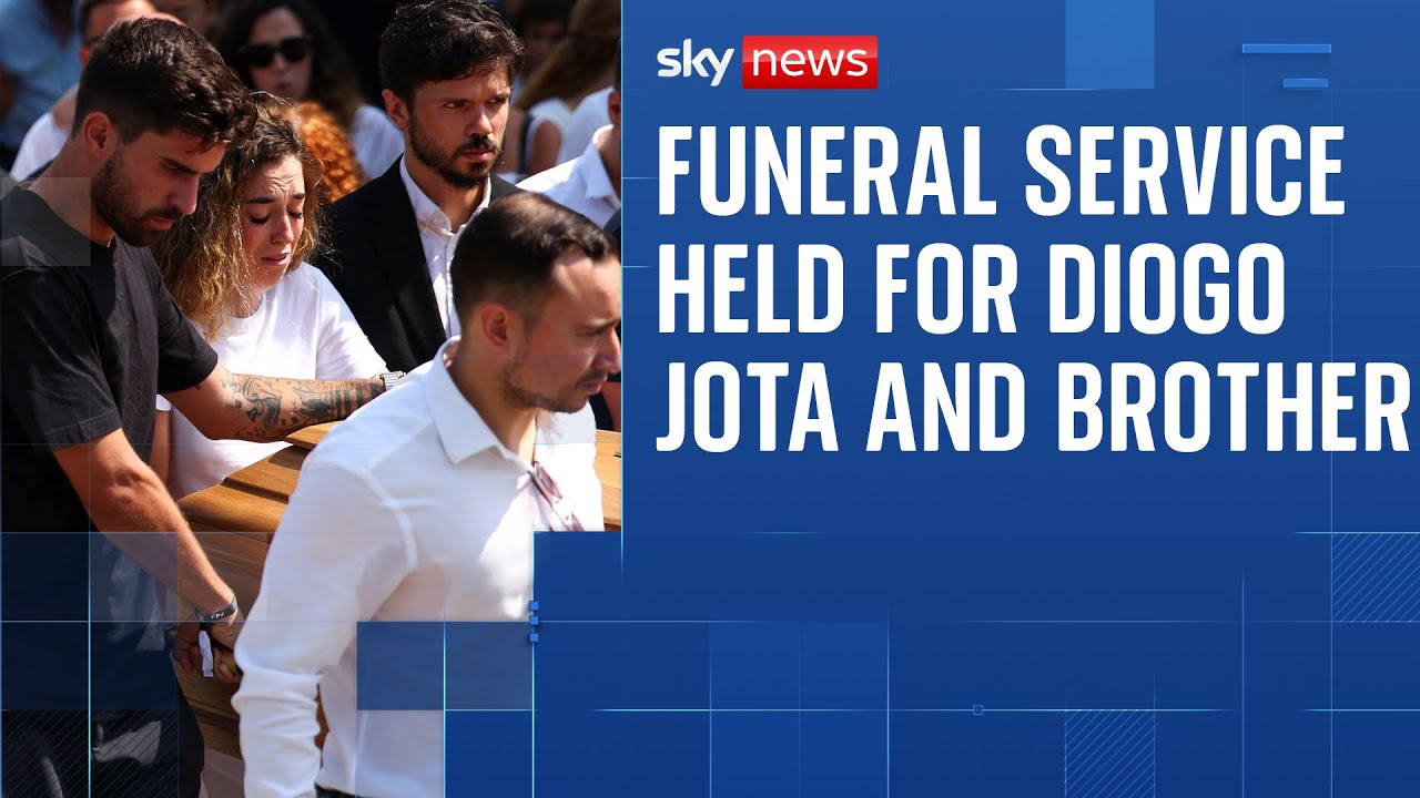 Liverpool players join mourners as Diogo Jota and his brother are buried in Portugal