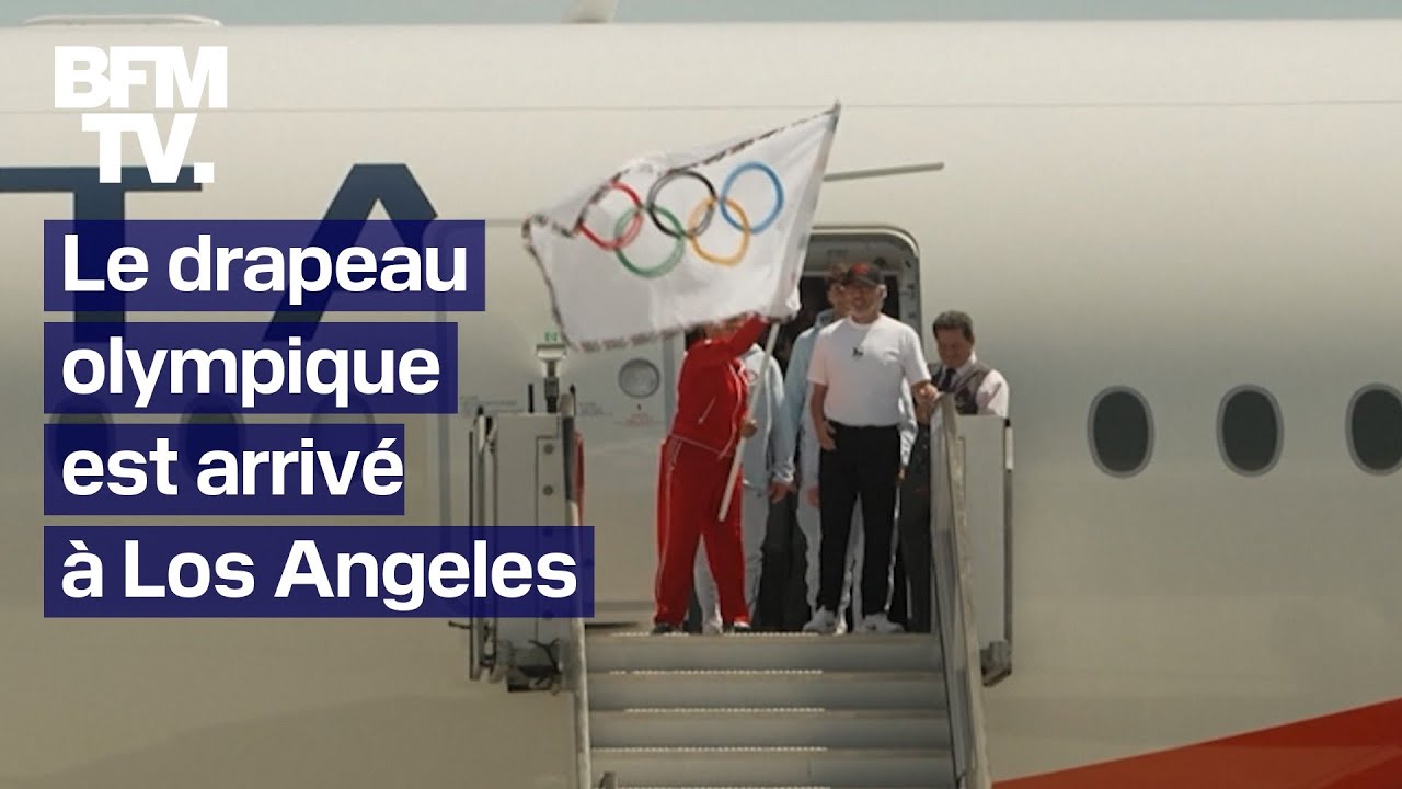 Le drapeau olympique est arrivé à Los Angeles ce lundi 12 août