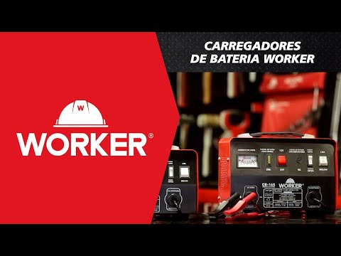 Carregador de Bateria Vermelho e Preto CB13S 127V Worker - Vídeo explicativo