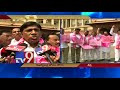 TRS MPs dharna for hike in reservation quota at parliament