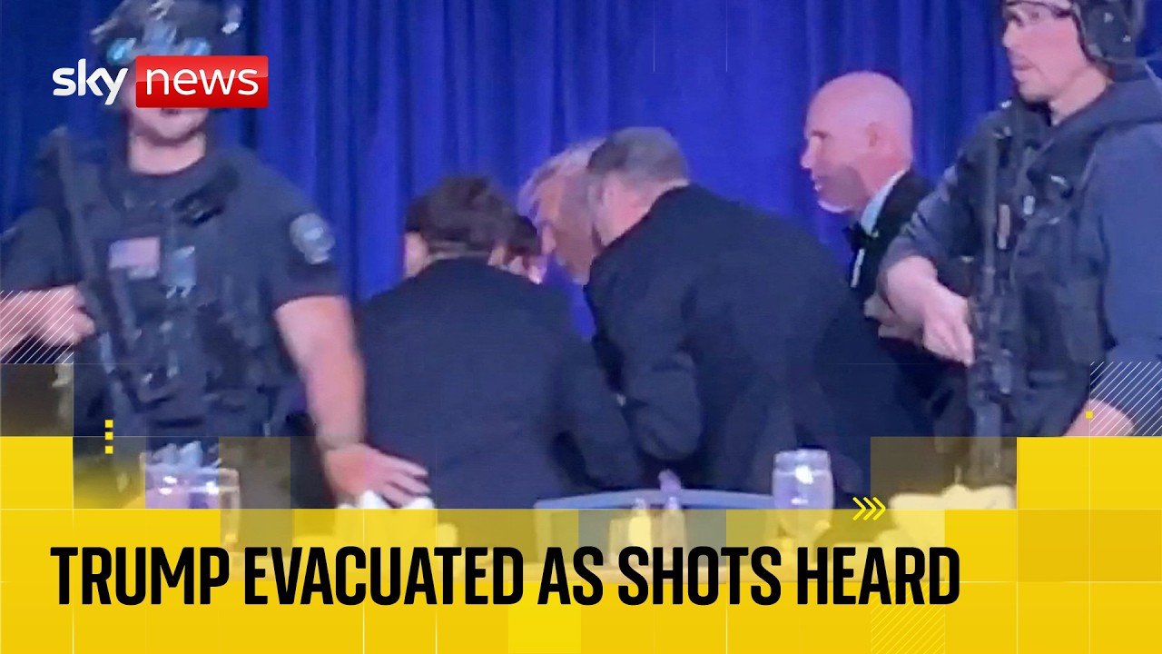 Sky News reporter films moments after shots heard at White House Correspondents Dinner