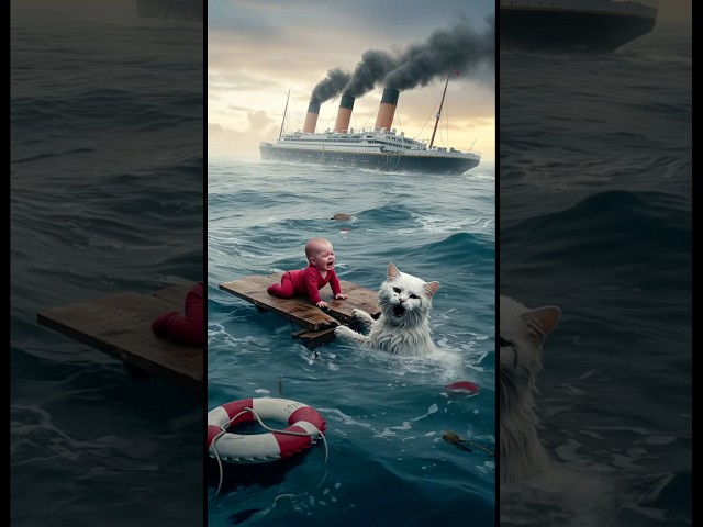 Trapped baby. Sinking ship. Then the cat Did This🛳️😿🐾.#animalrescue #shorts