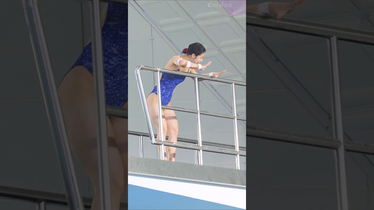 10m 플렛폼 다이빙 워밍업 밝은 표정의 한지우 #diving #한지우 #sportstar