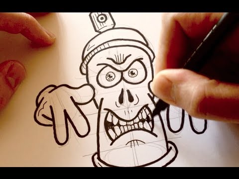 Drawing a Cartoon Angry Graffiti Spraycan - Desenhando uma Lata de ...