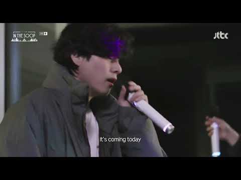 Taehyung singing 'snow flower' with Peakboy on In The Soop: Friendcation