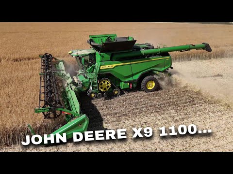 4Kα΅α΄΄α΄° Harvest 2025: John Deere X9 1100 with HD45X header cutting OSR in Suffolk