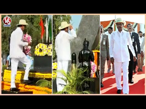 Telangana CM KCR pays tribute to martyrs at Parade Grounds
