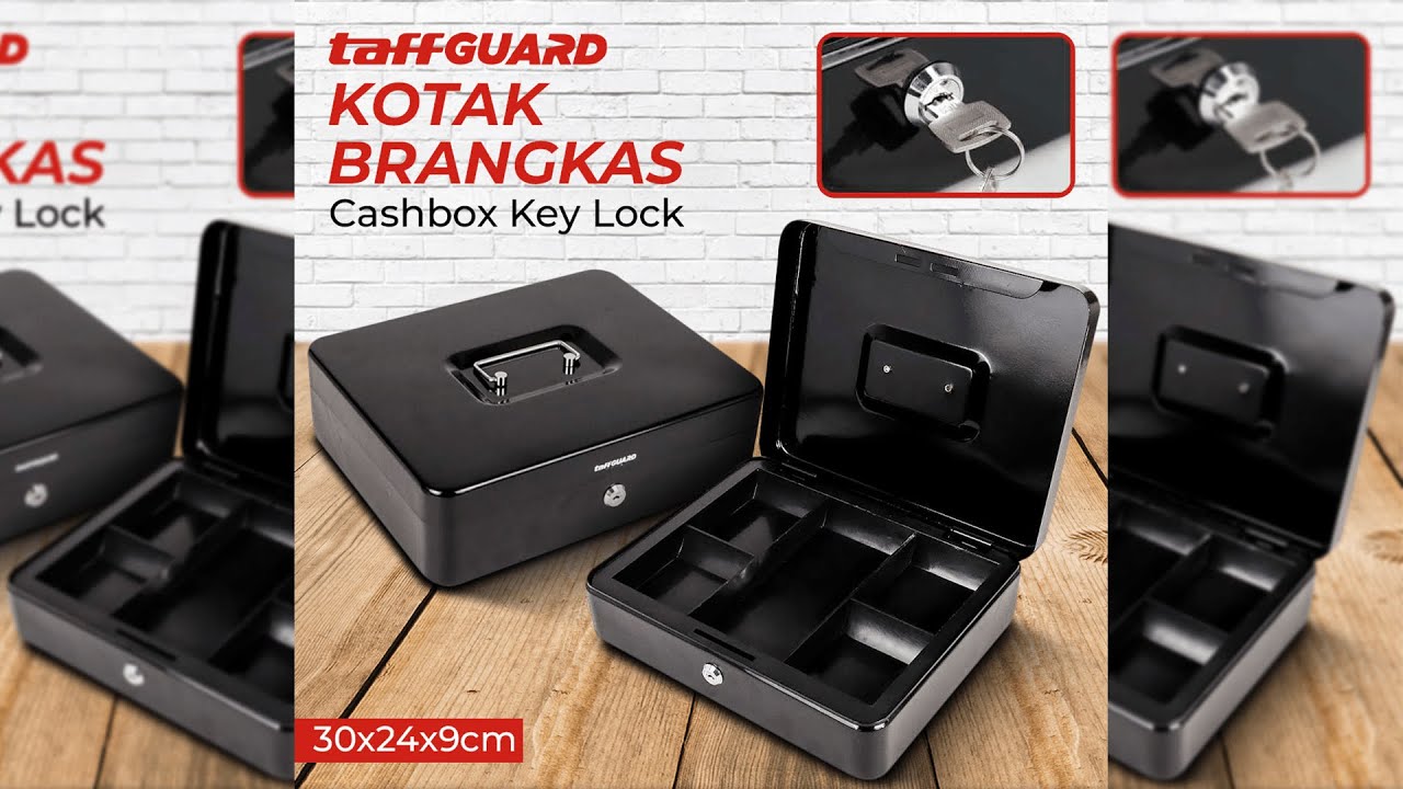 Pratinjau video produk TaffGUARD Kotak Brankas Uang Cash Safebox Key Lock 30x24x9cm - 300A
