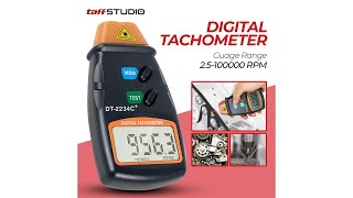 Pratinjau video produk TaffSTUDIO Digital Laser Photo Tachometer LCD 2.5-100000 RPM - DT-2234C+
