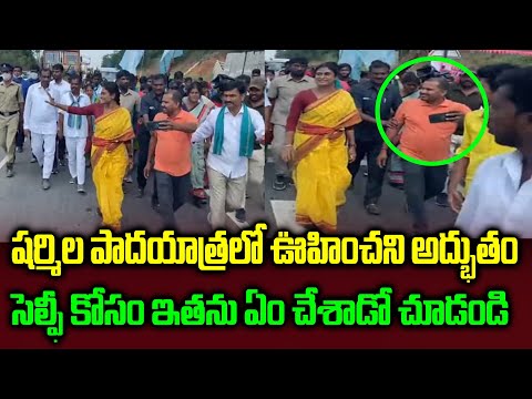 YS Sharmila padayatra continues, fans go crazy to take selfies YS Sharmila padayatra continues, fans go crazy to take selfies