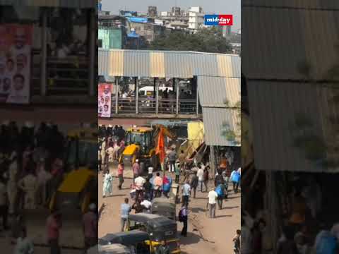 Bandra East Chaos Illegal Structures Demolished Amid Heavy Police Presence  12K views  play Short