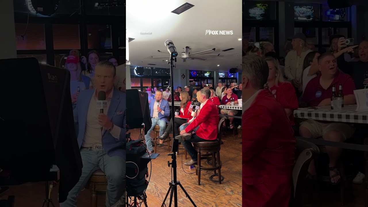 Crowd chants, "Trump, Trump, Trump" during Fox Nation event at Kid Rock's steakhouse in Nashville