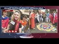 Foreign Women Participate in Rangoli Competitions at Warangal
