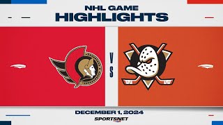 NHL Highlights | Senators vs. Ducks - December 1, 2024