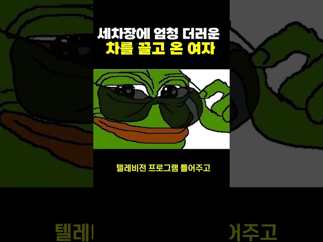 세차장에 엄청 더러운 차를 끌고 온 여자