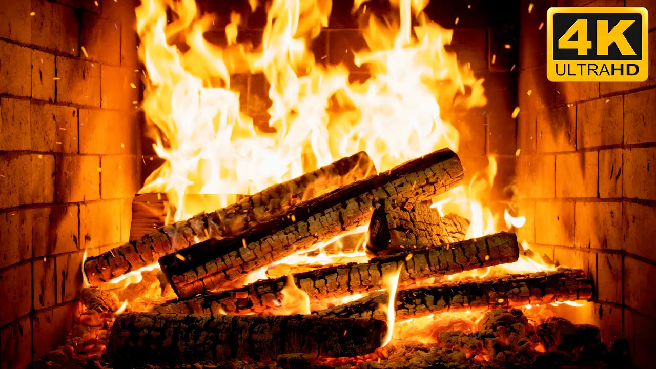 🔥 SLOW-BURNING FIREPLACE (NO MUSIC) with GENTLE FIRE SOUNDS and GLOWING COALS for DEEP RELAXATION