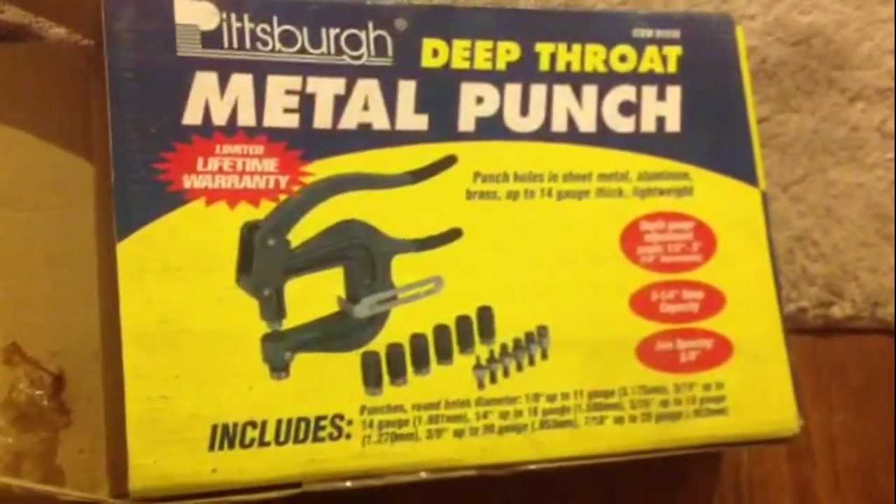 Harbor freight deep throat metal hole punch tool review - YouTube