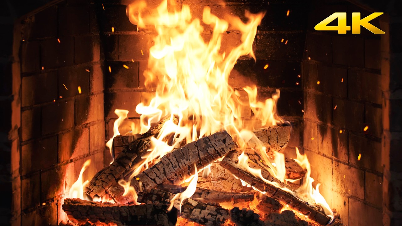 🔥 Evening Glow Fireplace with Hypnotic Flames with Deep Wood Crackles for Cozy Christmas Evenings