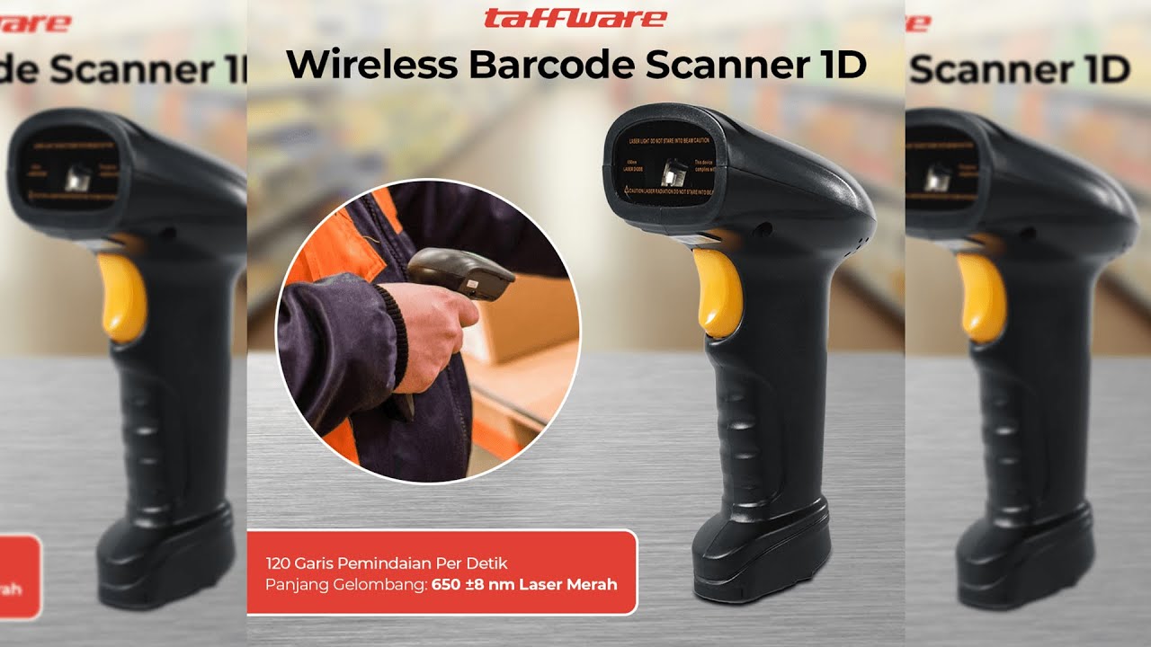 Pratinjau video produk Taffware Wireless Barcode Scanner Pemindai Kode Batang 1D - YK-W910