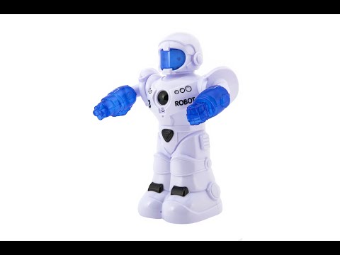 Robot jezdící plast 26cm Ang. mluvící na baterie se světlem se zvukem v krabici 22x28x11cm