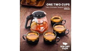 Pratinjau video produk One Two Cups Teko Chinese Teapot Pitcher 950ml with 4 Gelas - EM01