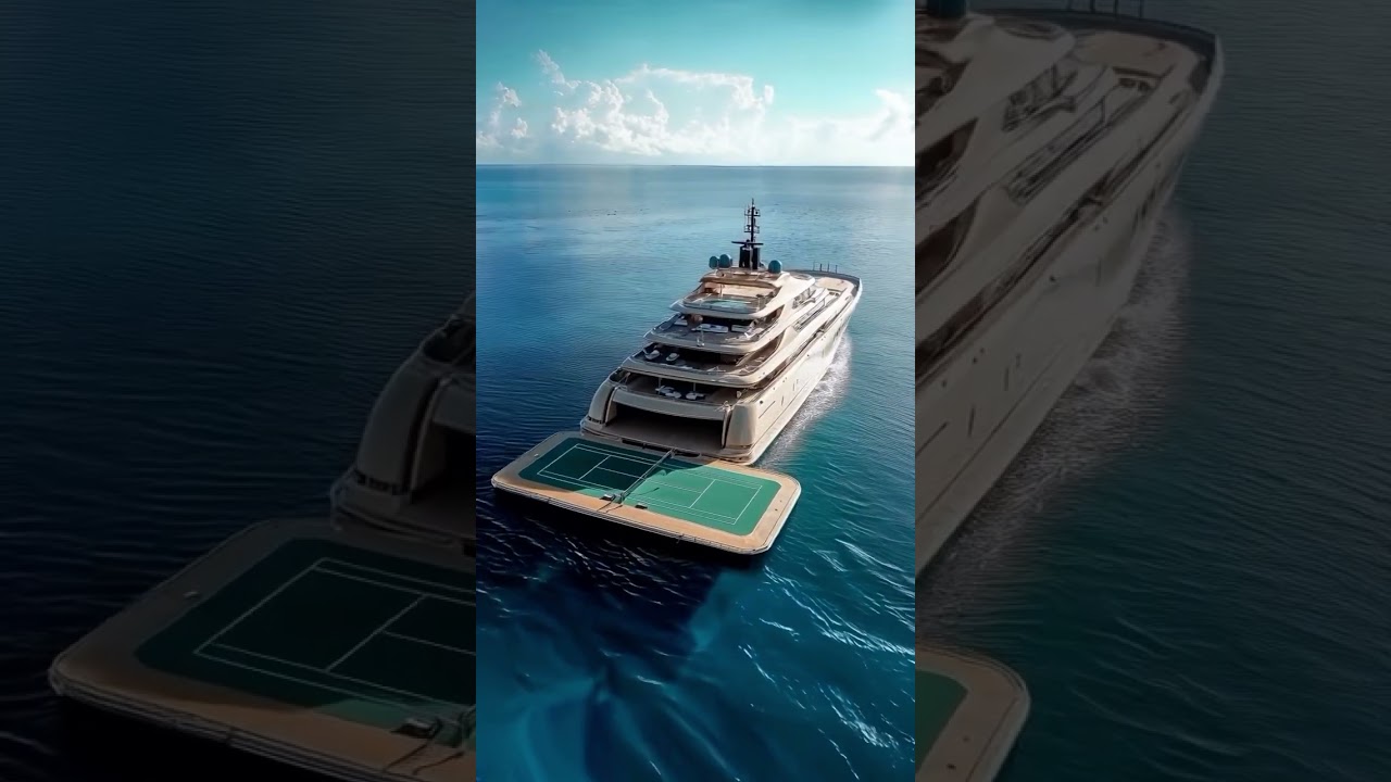 AI generated luxury boats with tennis courts 🤩 #pickleball #shorts