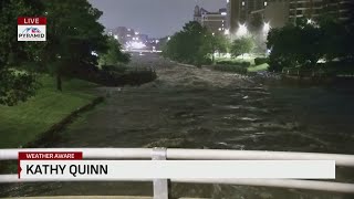 Water levels rising in Brush Creek in Kansas City
