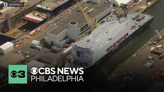 Ship christening for State of Maine vessel at Hanwha Shipyard in South Philadelphia