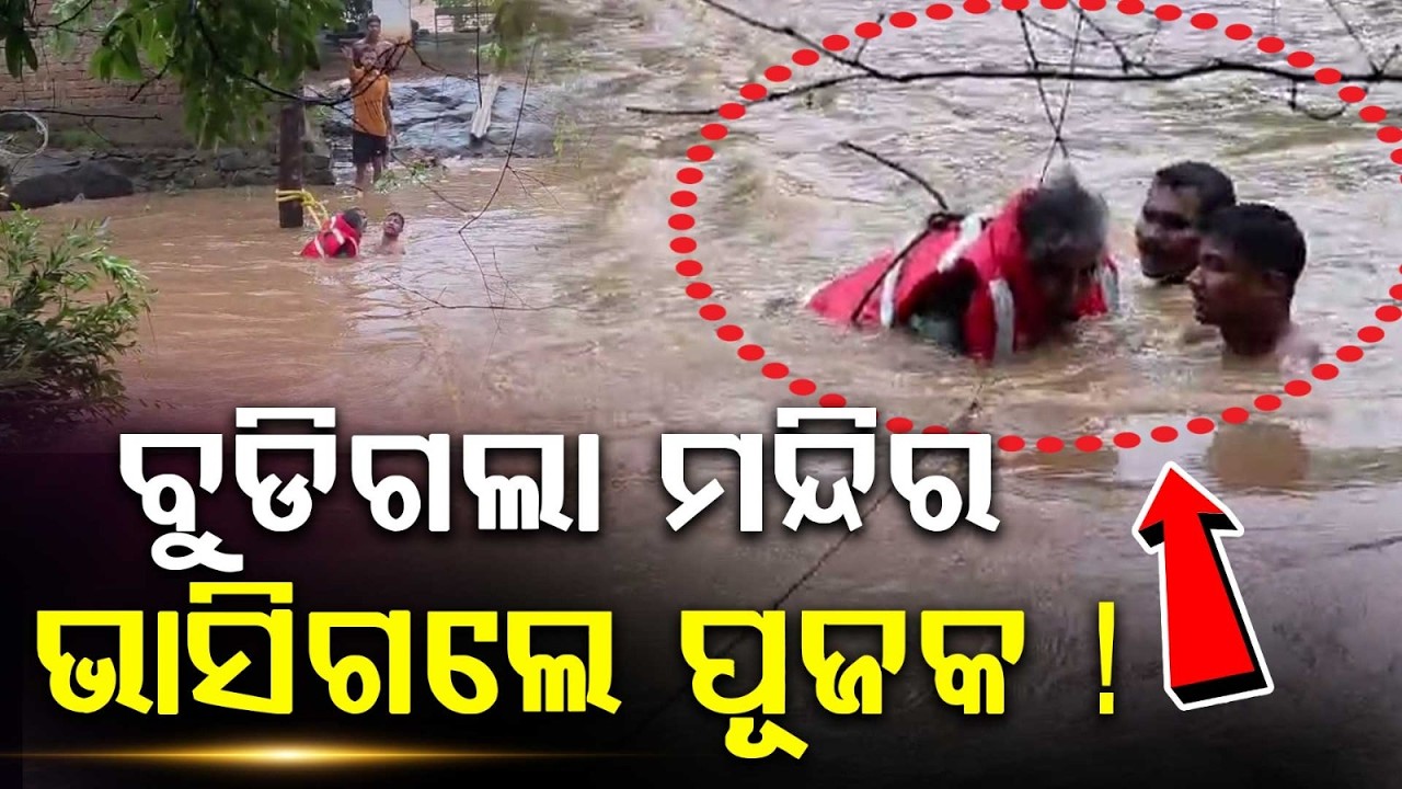 Odisha Rain Fury: Priest Rescued After Shiv Temple Inundated In Kuchinda Floods | Argus News