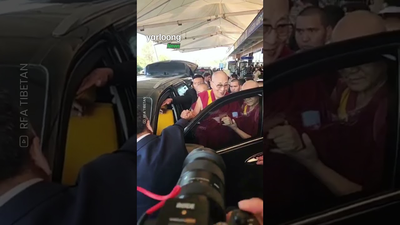 At Gaggal Airport this morning! His Holiness the Dalai Lama has safely returned to Dharamshala