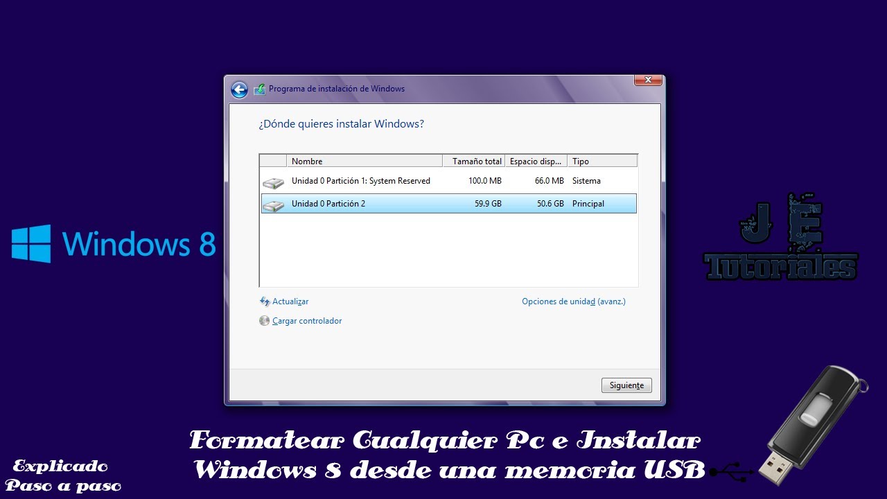 Formatear Cualquier Pc E Instalar Windows 8 Desde Una Memoria Usb Youtube 0580