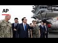 South Korean president visits US aircraft carrier ahead of trilateral drills