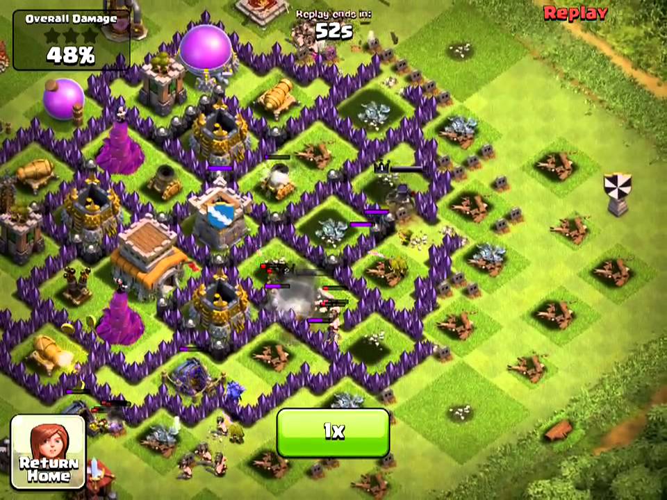 Clash of Clans TH 8 Hybrid Attack Replay 1 - YouTube