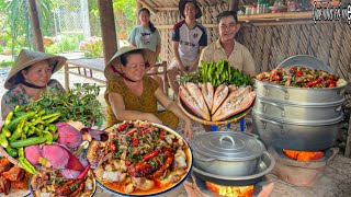 Mắm Cá Lóc Chưng Thịt Ba Rọi, Bắp Chuối | Hái Rau Vườn Quê Ăn Sạch Nồi Cơm Mẹ Nấu - Countryside rice